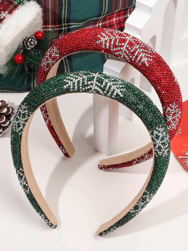Christmas Headbands for Women Pearl Snowflake Headband Crystal Wide Headband Xmas Holiday Hair Accessories Gifts