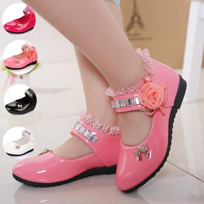 Kinder Elegante Prinzessin PU Leder Sandalen Kinder Mädchen Hochzeit Kleid Party Schuhe