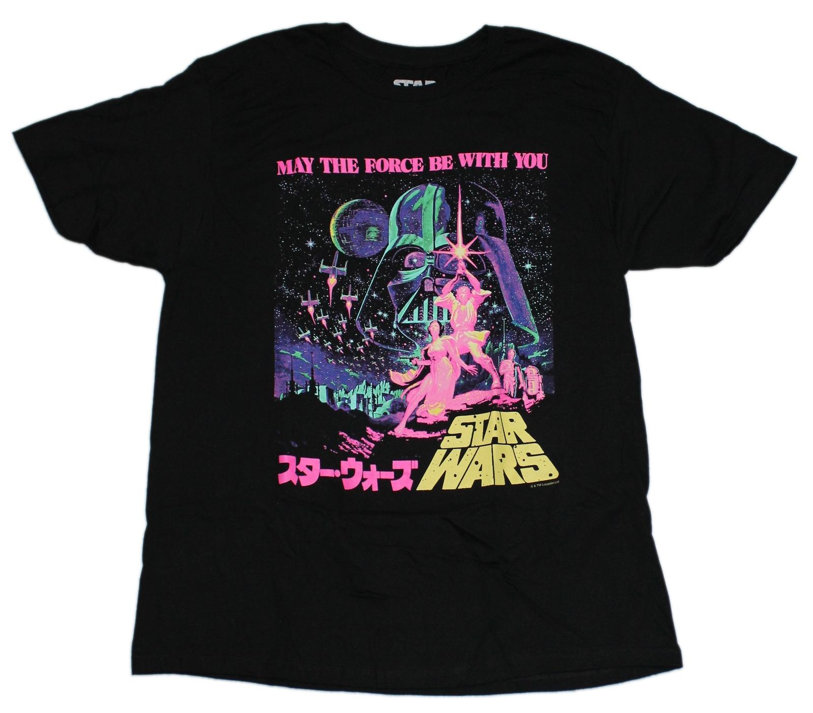 Star Wars Mens T-shirt Neon Kanji NEw Hope Poster Image S