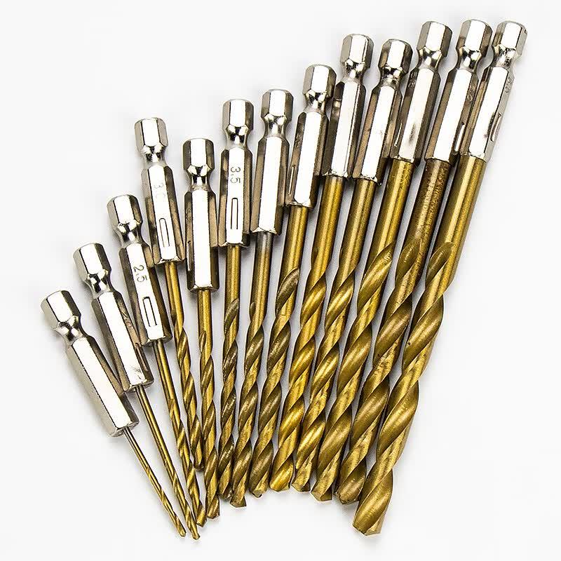 Hex Shank Titanium Plated Twist Drill Bit Set