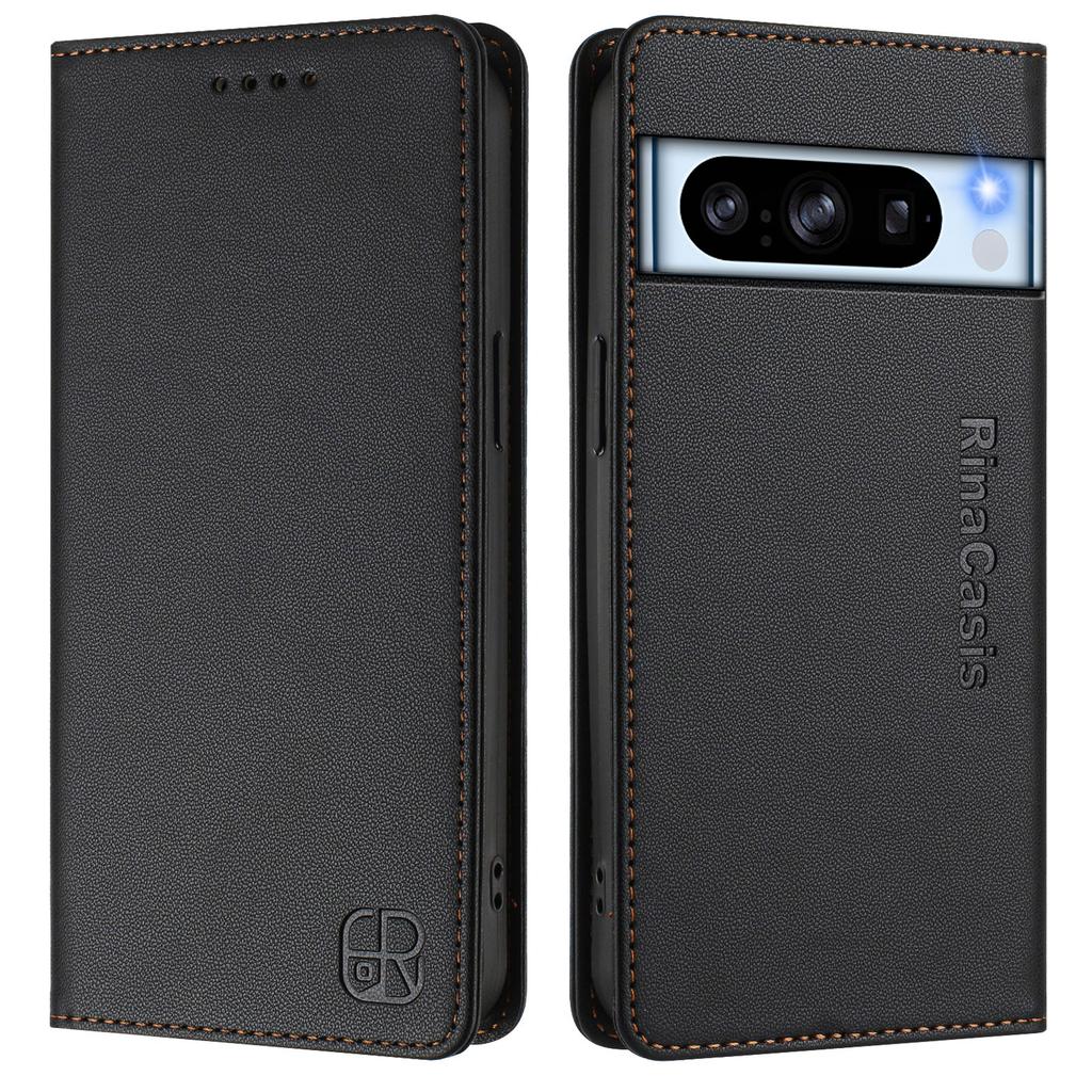 For Google Pixel 8 Pro Leather Case RINACASIS RC01 Phone Cover with RFID Blocking Wallet Stand