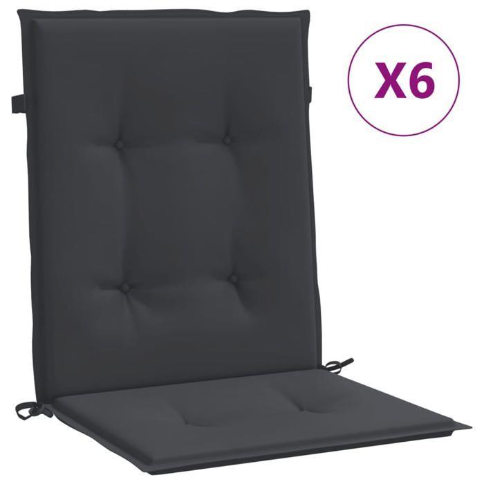 VidaXL Garden Chair Cushions Low Back Set of 6 Black 314138
