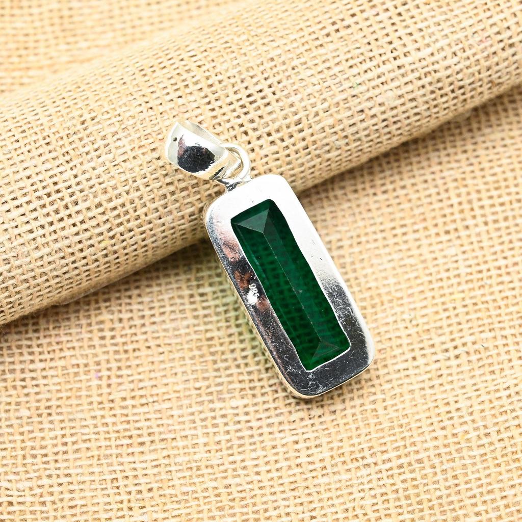 Chromdiopsid-Edelstein, handgefertigter Schmuckanhänger aus 925er Sterlingsilber für Frauen