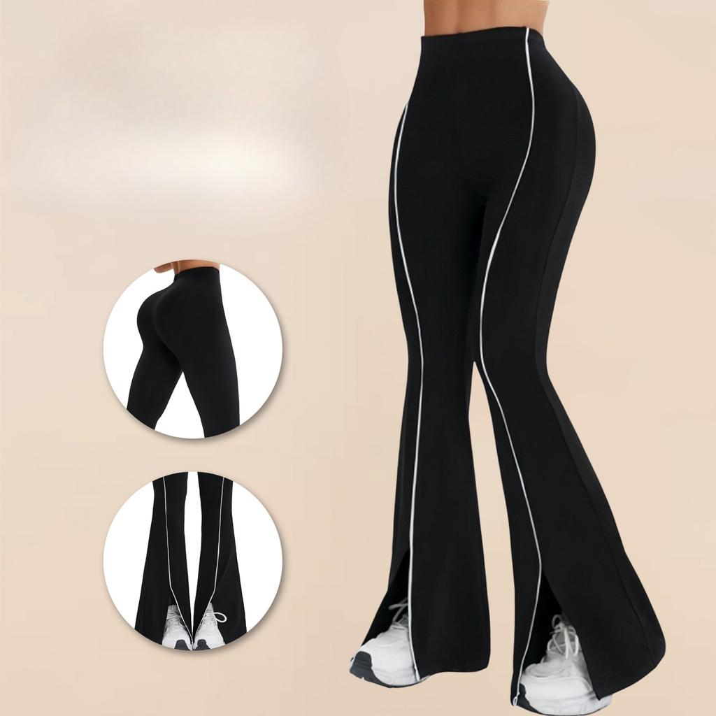 Women's High Waist Flare Leggings Pants Split Hem Casual Slim Fit Comfy Yoga Trousers