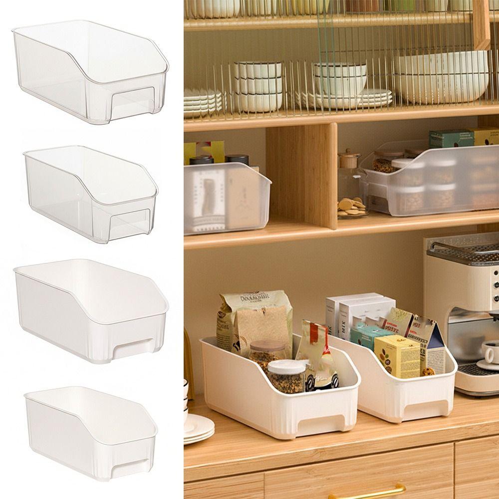 Multifunction Kitchen Storage Box White Transparent Large Capacity Storage Case Desktop Plastic Organizer Container