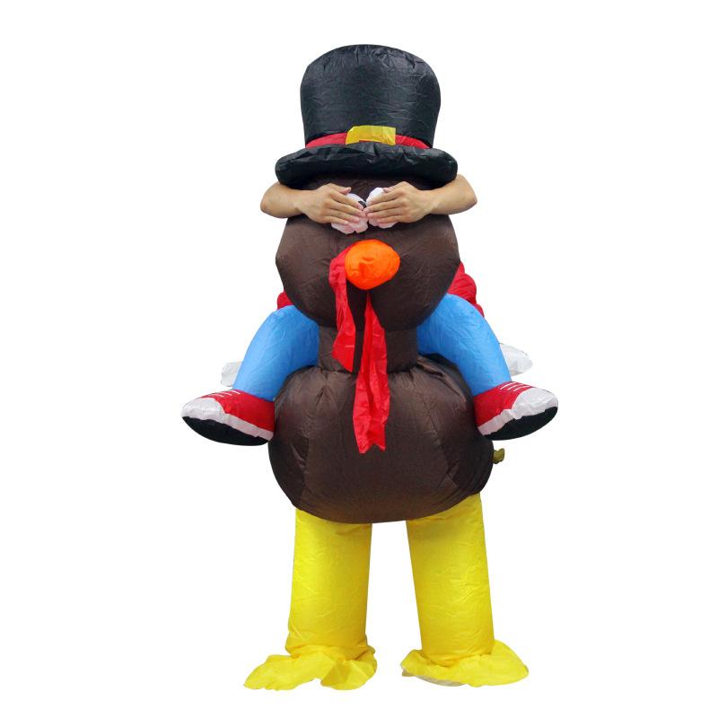 Популярный надувной костюм индейки на День благодарения Креативные смешные надувные костюмы животных для катания Надувной танцевальный костюм One size fits all красный