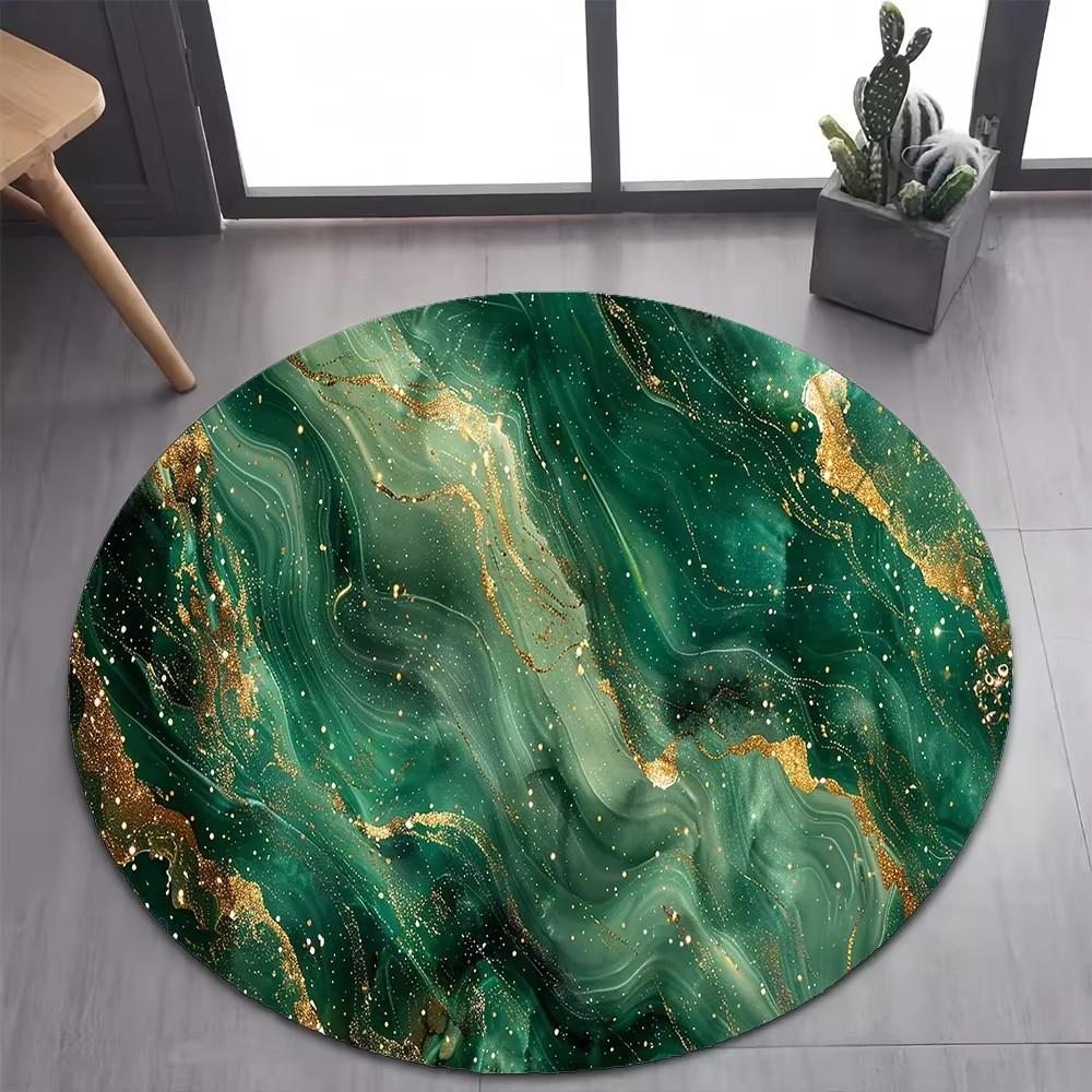 Luxurious Marble Colour White Gold Round Carpet Rug for Bedroom Living Room Decoration,pet Decor Floor Mat