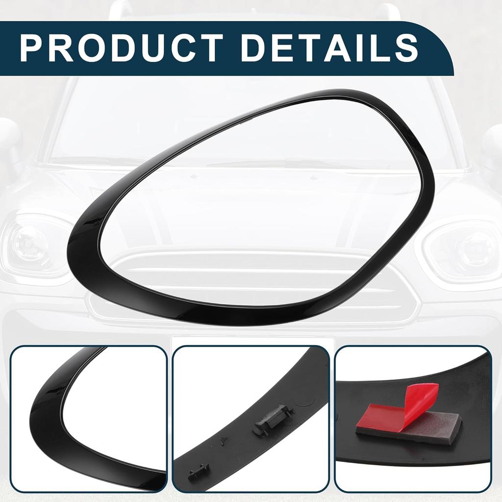Headlight Trim Bezel for Mini Cooper Countryman 2011-2016 No.51139801573/51139801574 Front Left Right Headlamp Bezel Headlight Cover Decor Black 1