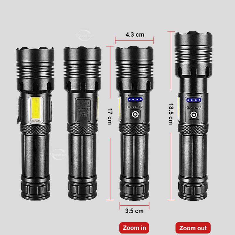 Super XHP120 Leistungsstarke LED-Taschenlampe, Hochleistungs-Taschenlampe, wiederaufladbare Taschenlampe, 18650 USB-Campinglampe