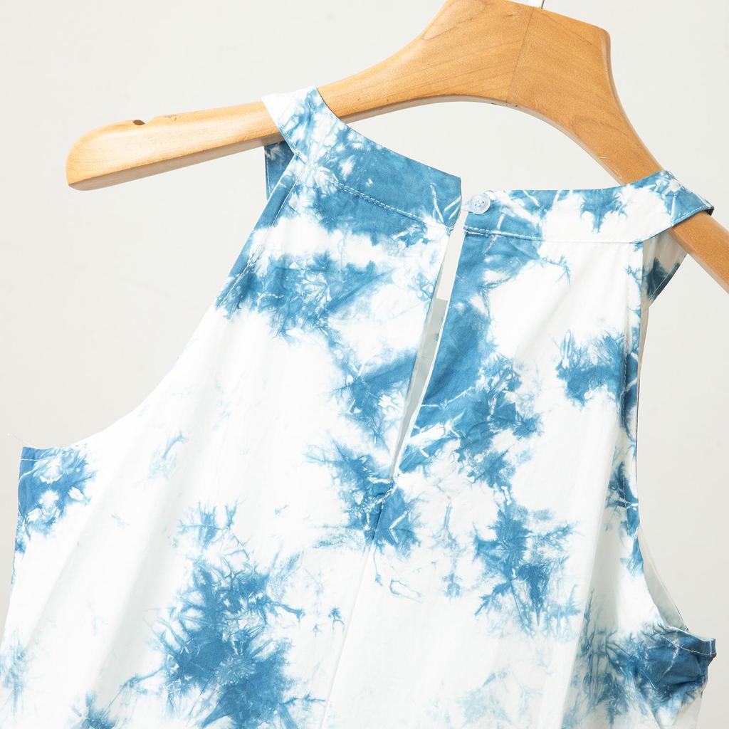 Yunnan Handmade Tie-Dye French Halter Tank Dress - Versatile Summer Style for Women