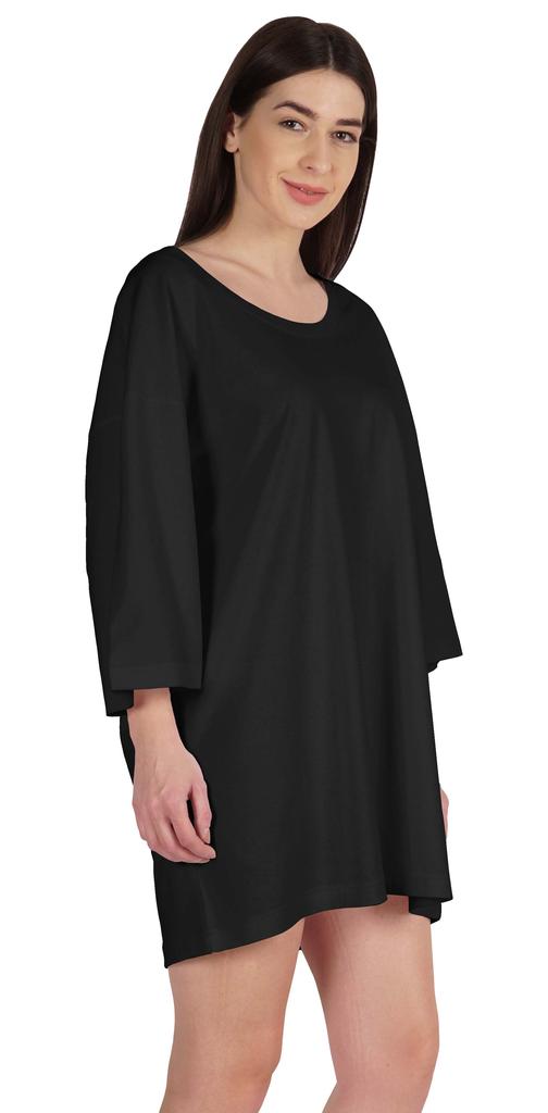 Inkmeso Solid Boyfriend T-Shirt Top For Women Loose Fit Long Sleep Shirt Tee