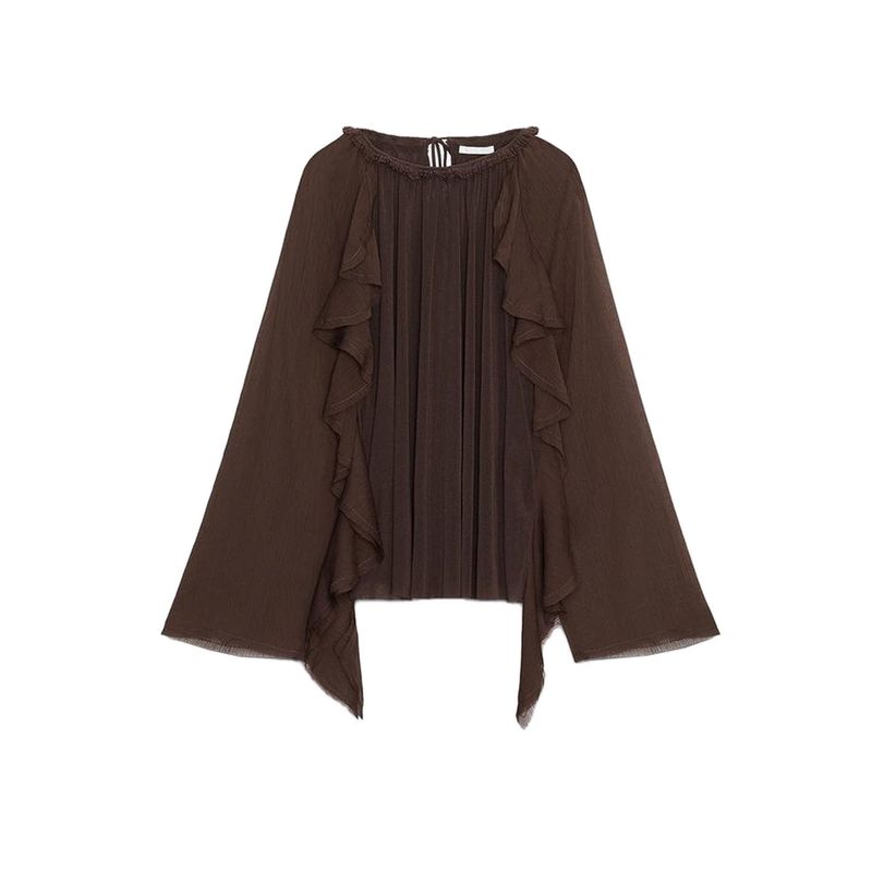 Autumn New Women's Clothing Bows Lace-up Round Neck Long Sleeves Drape Laminated Decoration Shirt 1058629