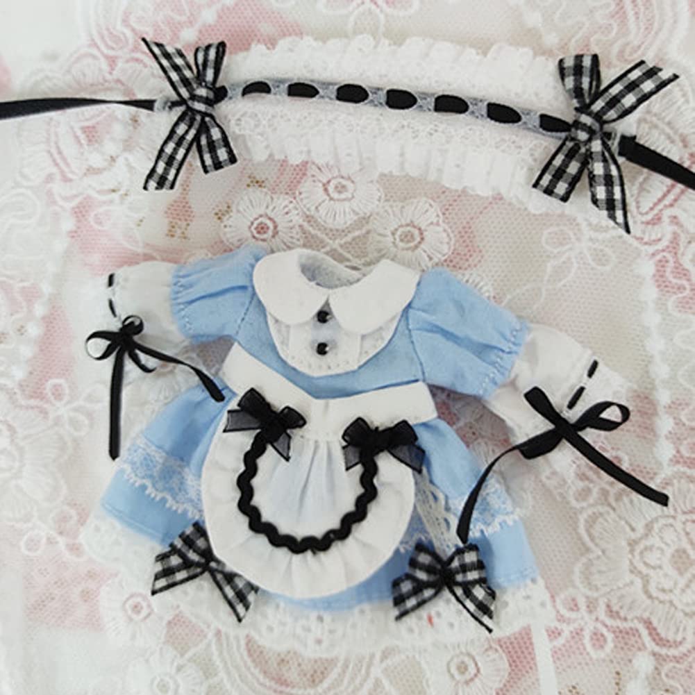 rakulifey Obitsu 11 clothing Obitsu 11 maid black dress with hair OB11 size set 2 set, one-piece costume, outfit, accessory, costume, 3-piece (Blue