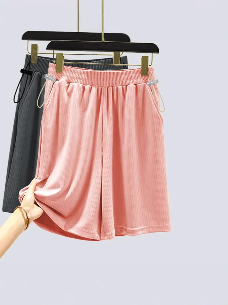 

Maternity Ice Silk Shorts for Summer - Thin, Loose, Plus Size, Tummy Support, Casual Safety Pants XL (130-150 kg) серый