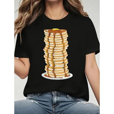 T-shirt casual a maniche corte con girocollo e stampa grafica, perfetta per l'estate e la primavera, progettata per le donne