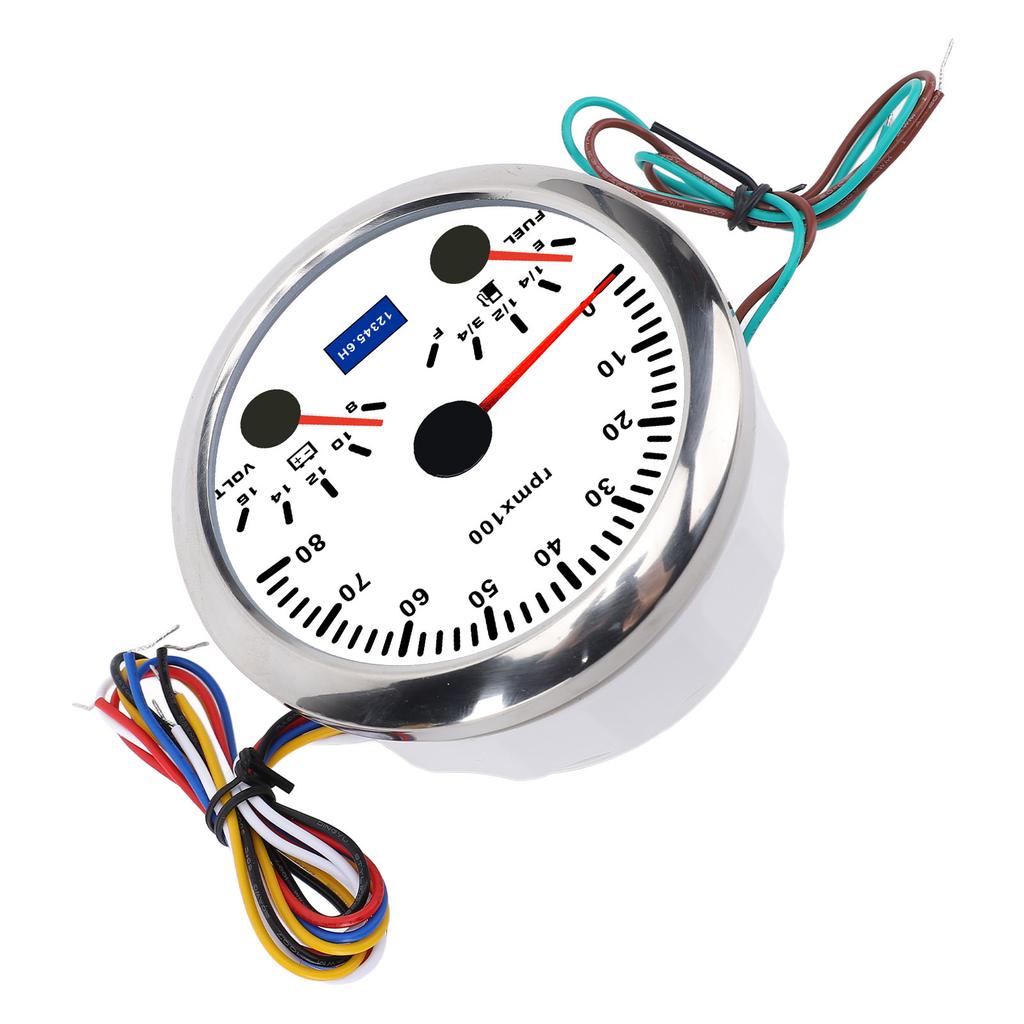 3 In 1 85mm Tachometer DC 9 To 32V 8000rpm 8 To 16V Voltage Gauge E 1 4 1 2 3 4 F Fuel Level 7 Color Backlight for RV