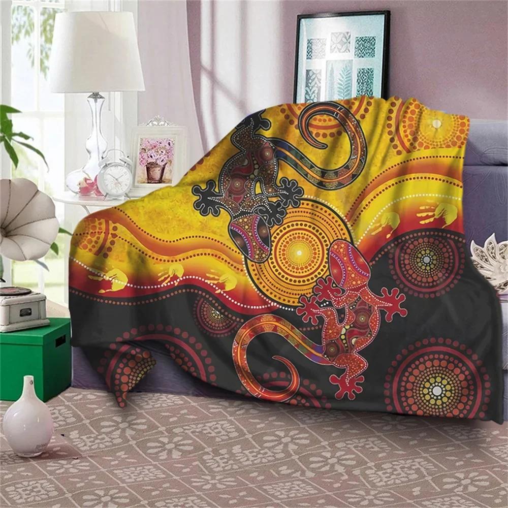 Aboriginal Australia Indigenous Turtles Blanket Winter Warm Queen Size Bed Sofa Fluffy Plush Blankets Throw Quilt Design Flannel