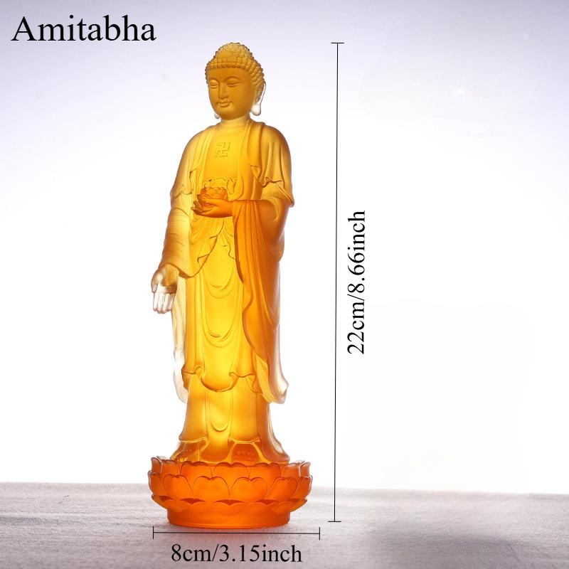 Glas Buddhistische Heilige Statue Guanyin Bodhisattva Amitabha Mahasthamaprapta Schreibtischdekorationen für Zuhause Ahnenhallen