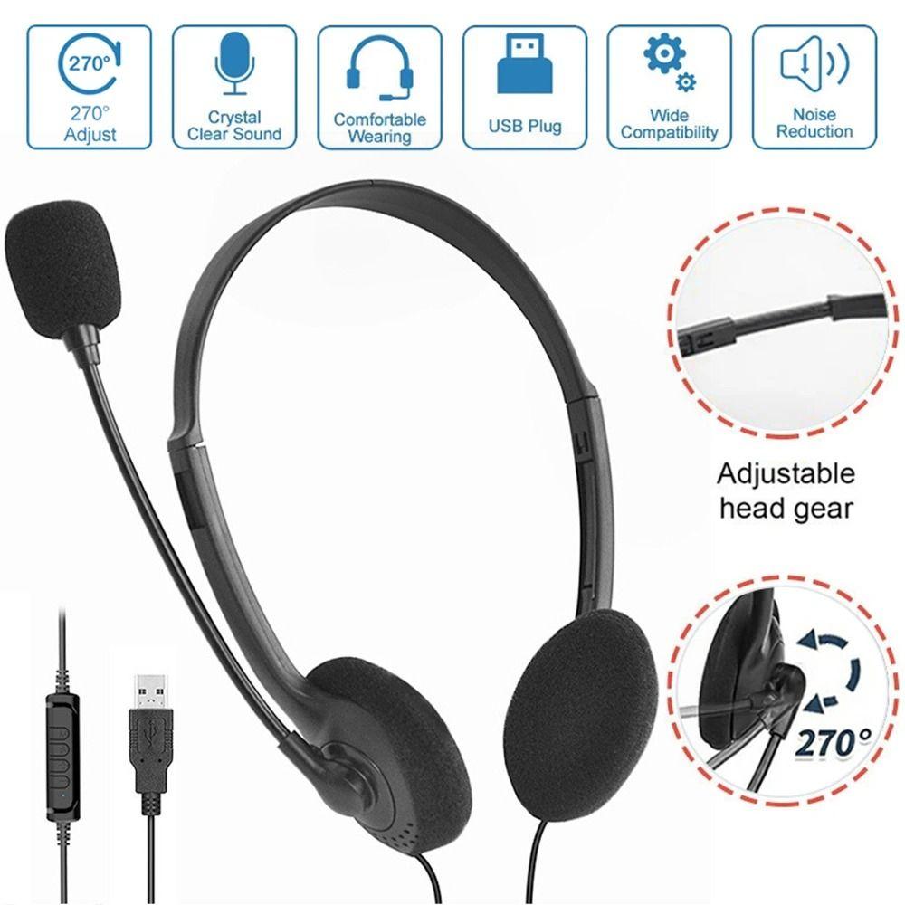 Stereo Sound USB Computer Headphone Noise Cancelling Gaming Headset  for Computer/Laptop Office