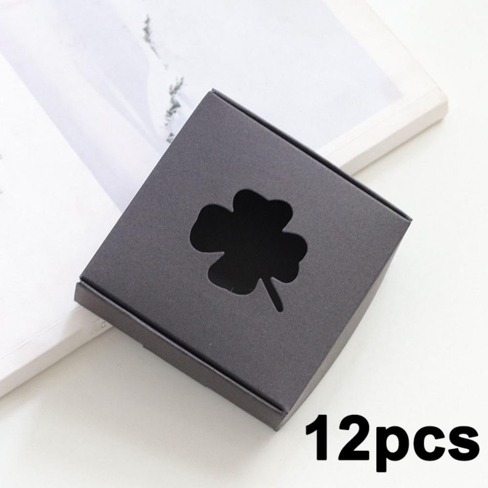 12pcs Gift Boxes with Four-leaf Clover Window Mini Treat Boxes for Gift Soap Kraft Paper Wrap Box for Wedding Party Festival