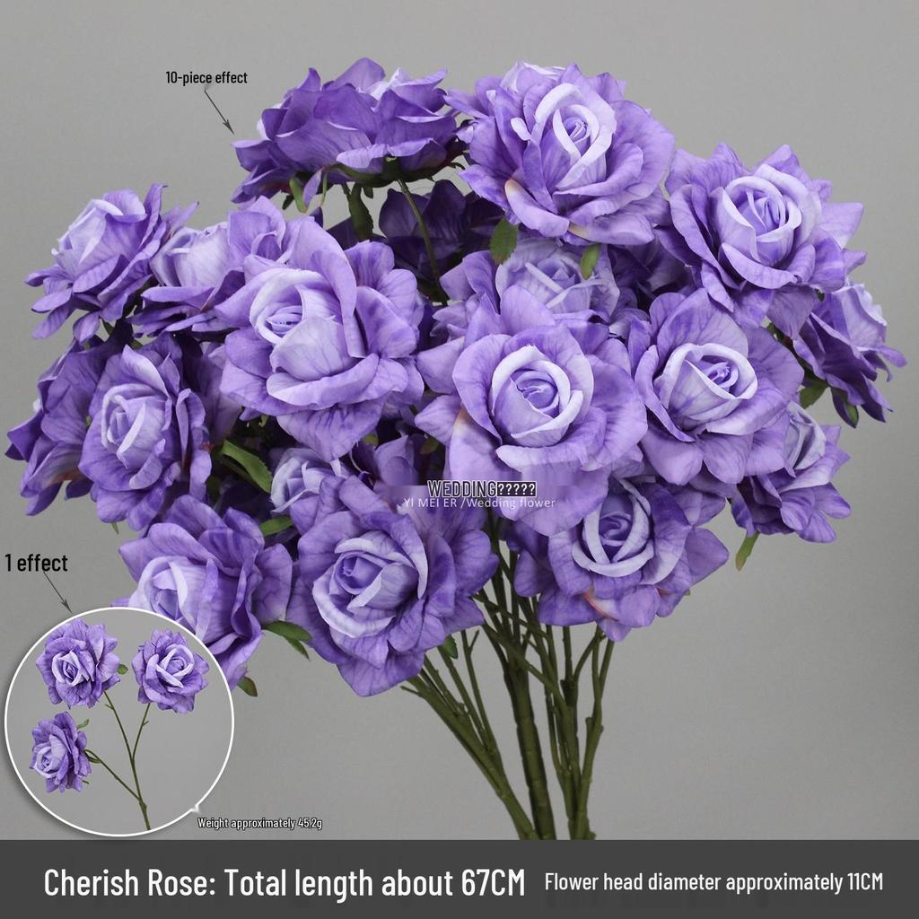 10-Piece Purple Series Artificial Floral Set: Ground Row, Aisle, and Burgundy Wedding Decoration Flowers