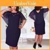 Stylish Women Hollow Out Cape Dress With Short Sleeves Clubwear Beach 6xl Large Size