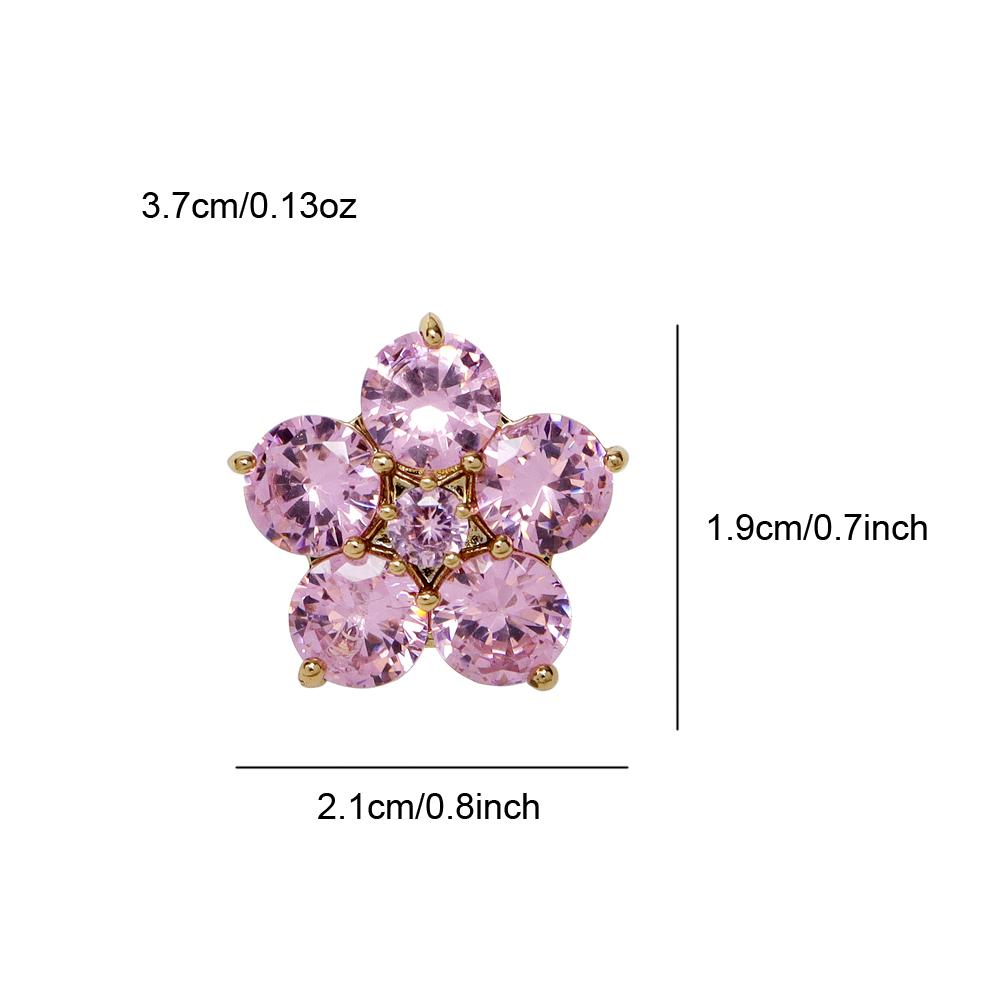 New Shining Crystal Small Flower Brooch Collar Pin Pink Color