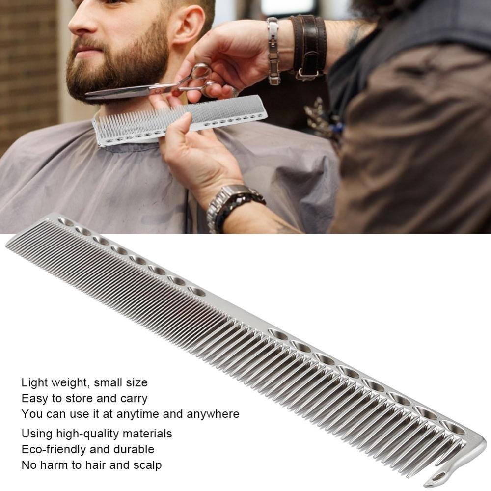 2pcs Wide and Fine Teeth Stainless Steel Haircut Comb Professional Barber Comb For Barbers серебряный