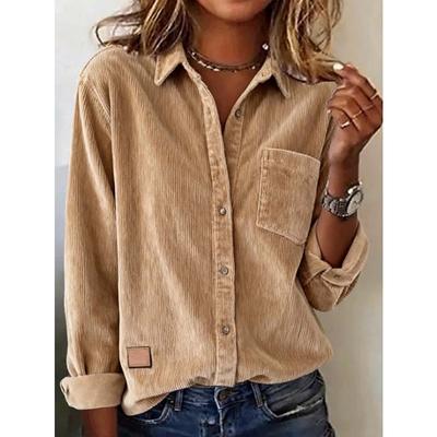 Women S Corduroy Long Sleeve Loose Casual Thick Shirt