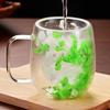 Double Wall Glass Cup 200ml Clear Dried Flowers Milk Tea Coffee Mug with Handle Gifts Friends Home Water Cup Drinking Glasses