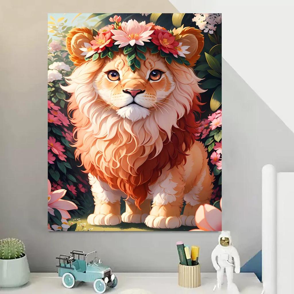 Ramme Gjør-det-selv-maleri etter tall Tigerdyr Bildefarging etter tall Startsett Akrylmaling Veggkunst for hjemmeinnredning 40x50
