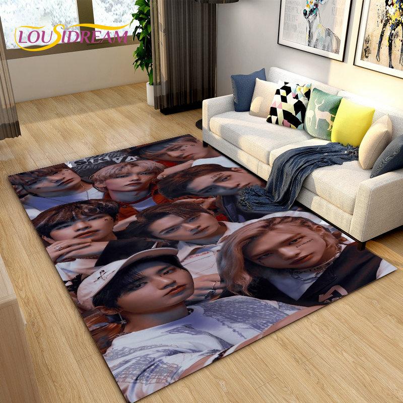 Kpop Singer Stray Kids Area Rug Large,Carpet Rug for Living Room Bedroom Sofa Doormat Decoration, Kids Play Non-slip Floor Mat