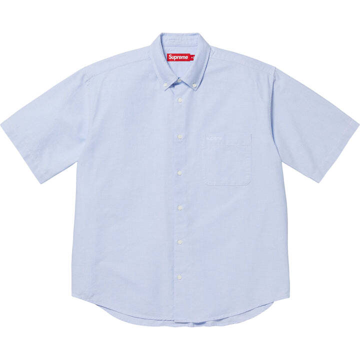 Supreme Losse Pasvorm Oxford Korte Mouw Shirt Lichtblauw