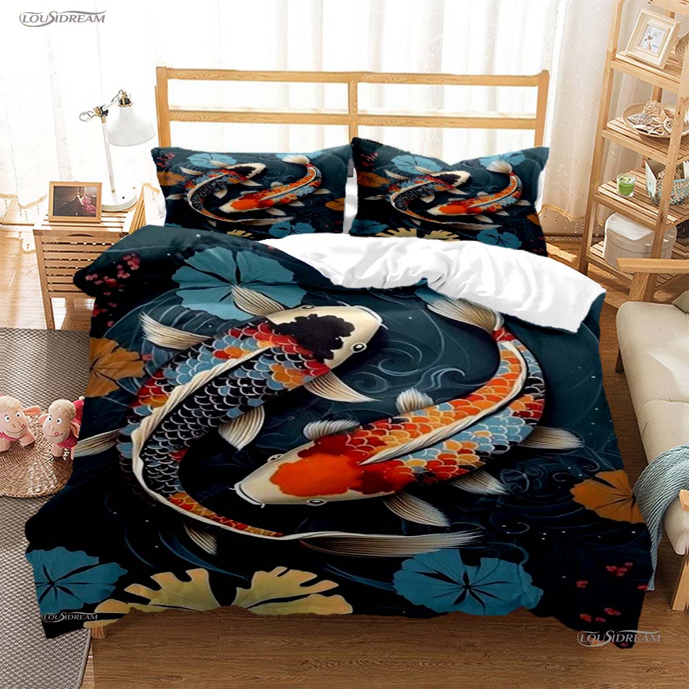 Comforter Yin Yang Koi Fish Casal All Season Duvet Luxury Bedding Set Soft And S Teen Single/Double/Queen/King