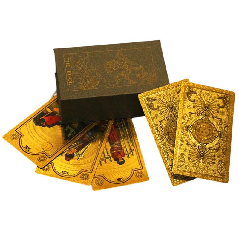 New Arrival Tarot Cards With Gold Foil Waterproof Plastic Pvc Playing Cards For Tabletop Games