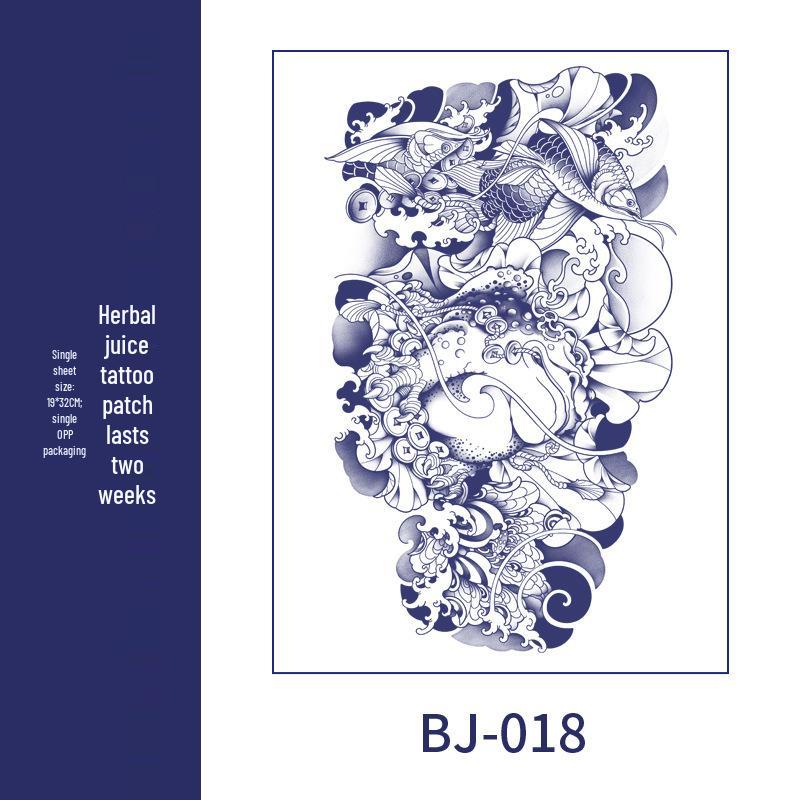 Men's Semi-Permanent Herbal Waterproof Tattoo Stickers - Long-Lasting, Non-Reflective Full Arm Cover