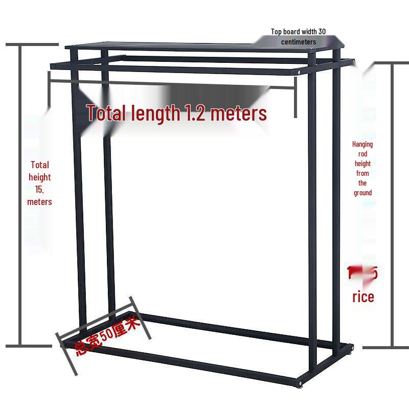 Clothing Store Double-Bar Gondola Rack - Men's & Women's Hanger with Shelves