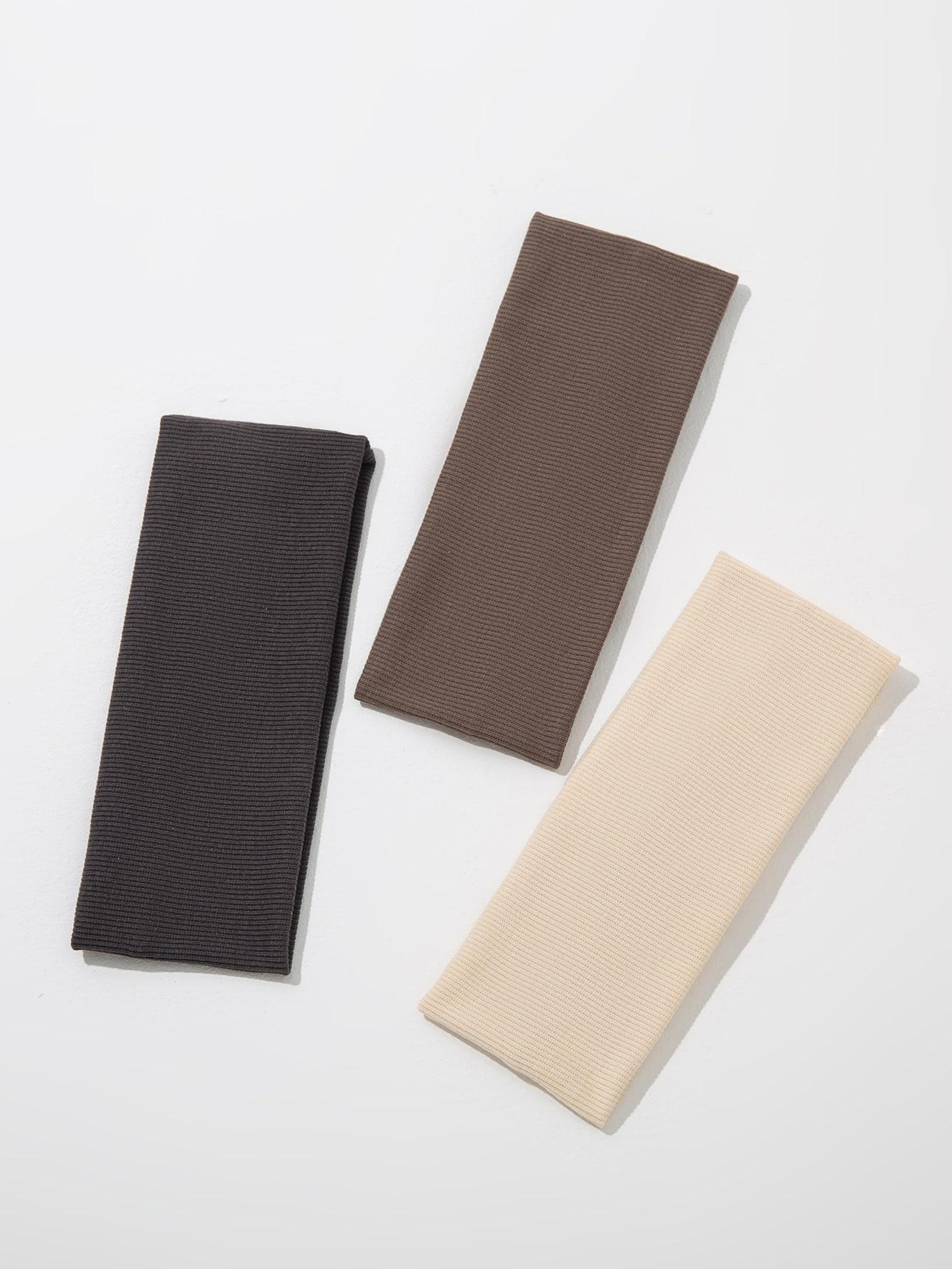 

3 шт. Модные вязаные однотонные повязки на голову Нескользящие эластичные повязки для волос из мягкой ткани для женщин Аксессуары для волос Повязка на голову