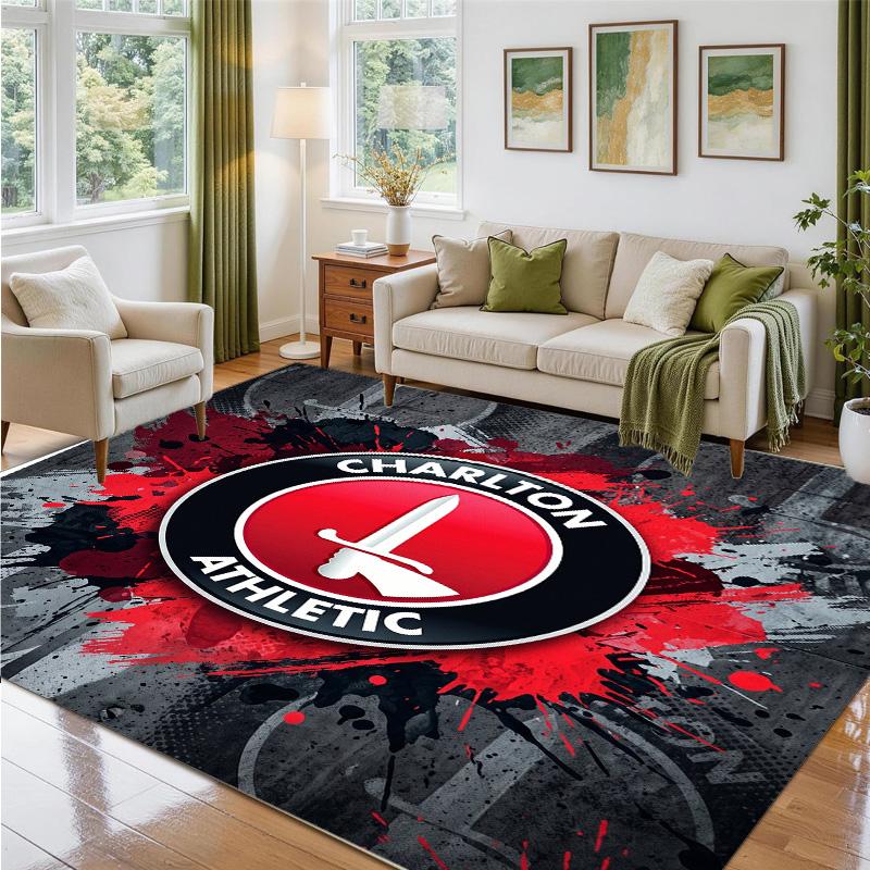 Charlton Athletic FC Design Crystal Velvet Rug Soft Decorative Mat for Bedroom Entrance