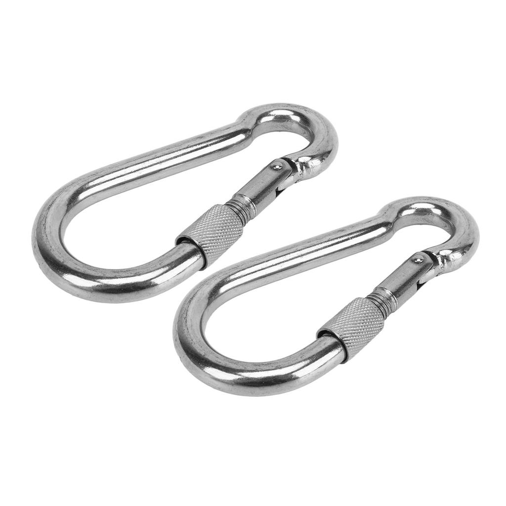 2pcs Stainless Steel Locking Clip Outdoor Camping Locking Buckle for Hiking Hammock Dog Leash Harness
