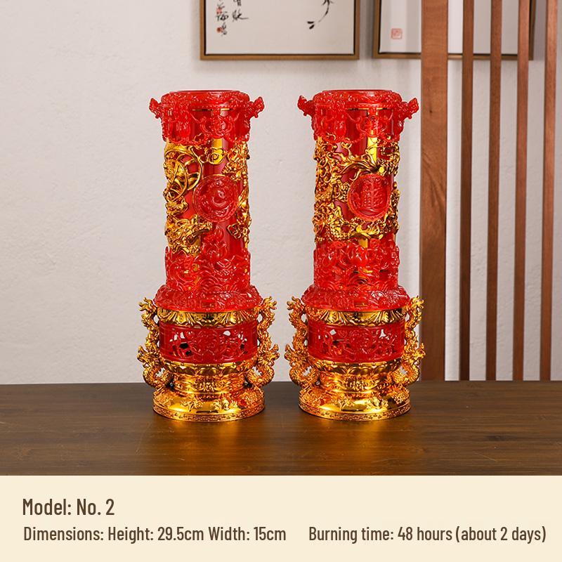 Smokeless Crystal Candle for Buddha Offerings, Housewarming, or New Year Celebrations - Windproof Red Butter Lamp