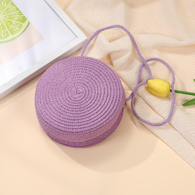 Children's bags Girls messenger bags New summer woven straw bags Seaside vacation girls round shoulder bag