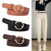 Black Leather Belt Women Premium Decorative Jeans Strap Metal Student Waistband