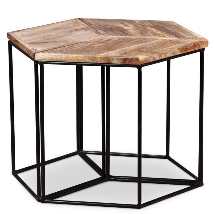 VidaXL Table basse Bois de manguier massif 56x48x40 cm