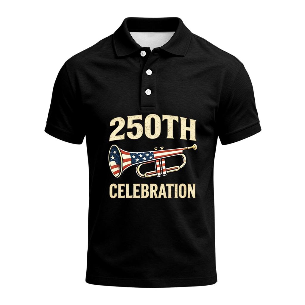 Men's 250th Anniversary Short Sleeve Polo Shirt America Strong Graphic Print 1776 to 2026 Commemorative Casual Shirt