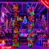 2D Flat, 2pcs UV Activated Christmas Welcome Banner with Red Cardinal & Holly Berries - UV-Sensitive Suitable for Indoor/Outdoor Door Porch Sign, Fron