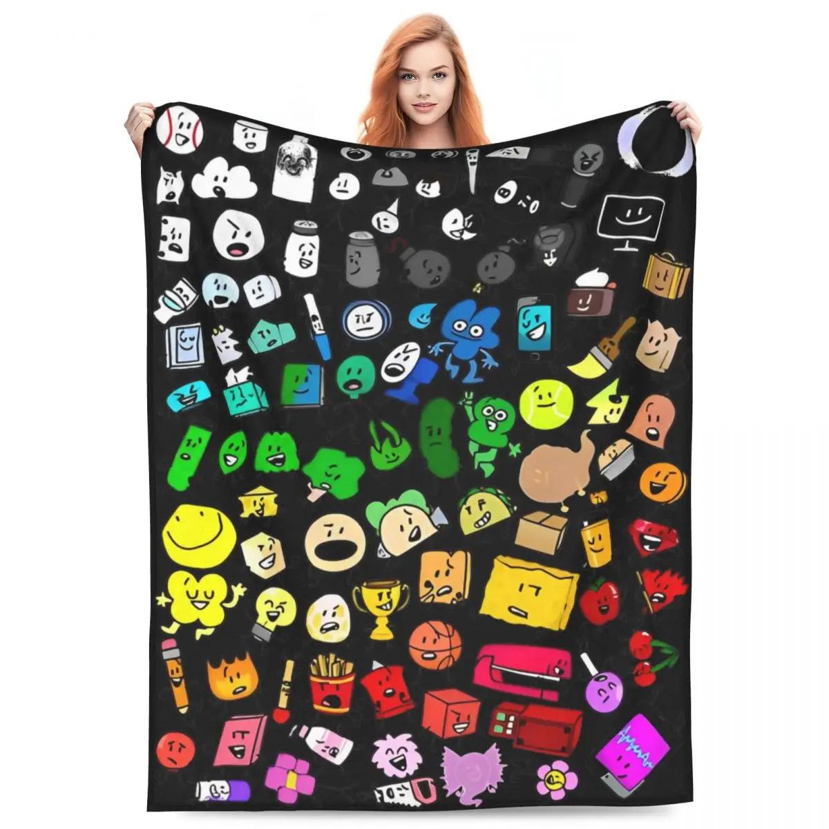 BFDI Inanimate Insanity Все Персонажи Мультяшное Одеяло Битва за Остров Мечты Одеяло Постельное Белье Офис Мягкое Спальня Одеяло 30x40in