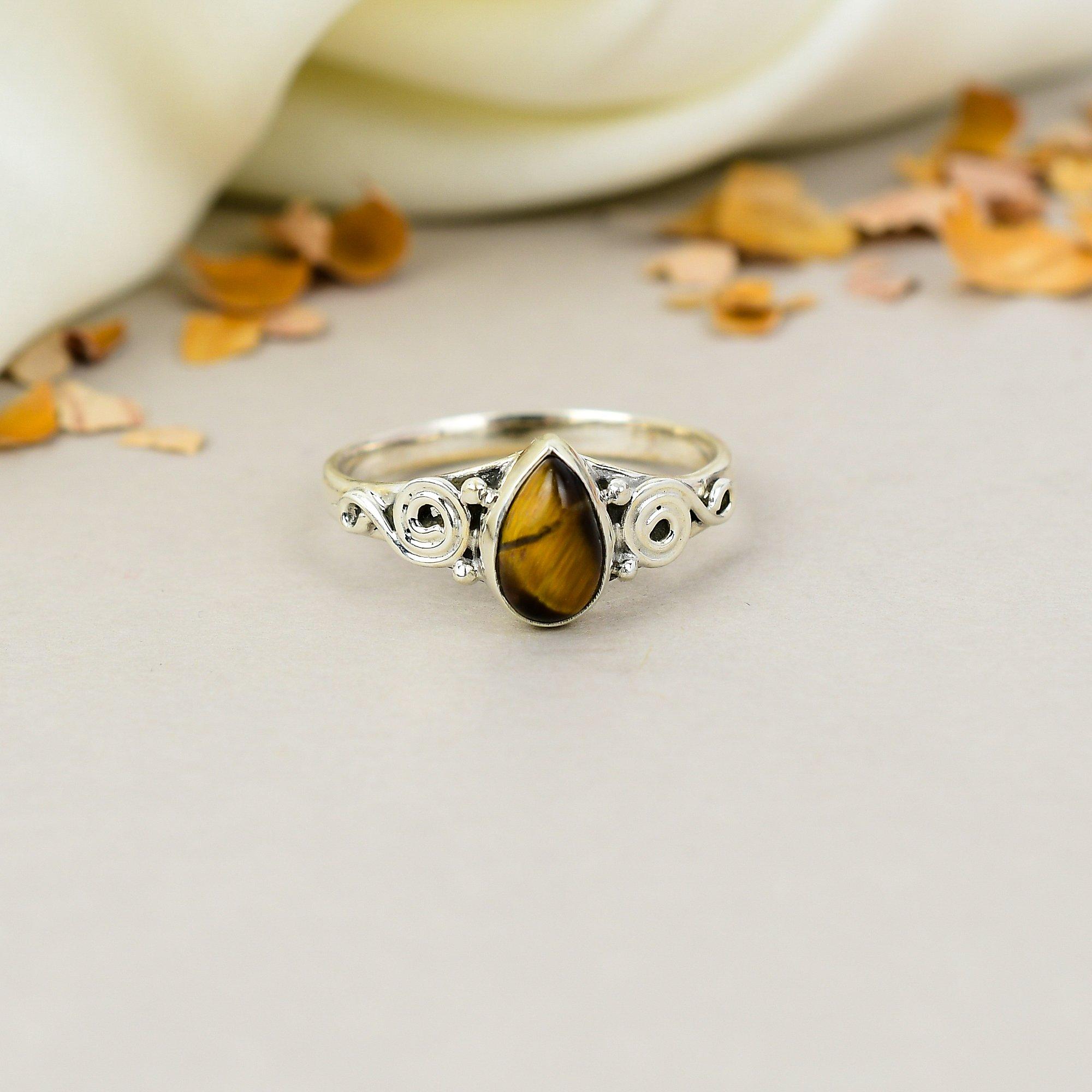 

Tiger Eye 925 Sterling Silver Brown Gemstone Handmade Jewelry For Women 5