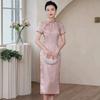 High-end silk cheongsam summer 1011 new jacquard new Chinese-style mulberry silk bride toast cheongsam dress