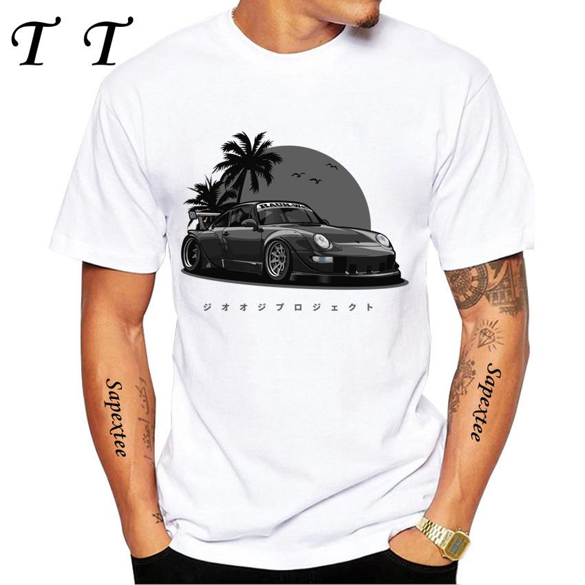 New Summer Men Short Sleeve Retro Turbo RWB 993 T-Shirt Hip Hop Casual Tops Vintage Harajuku Sport Car Fashion White Tees